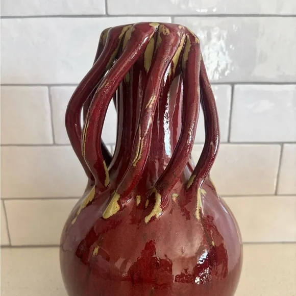 NEIMAN MARCUS GLOBAL VIEWS ART DECORATIVE VINTAGE RED GLAZED MCM ABSTRACT - Picture 4 of 6